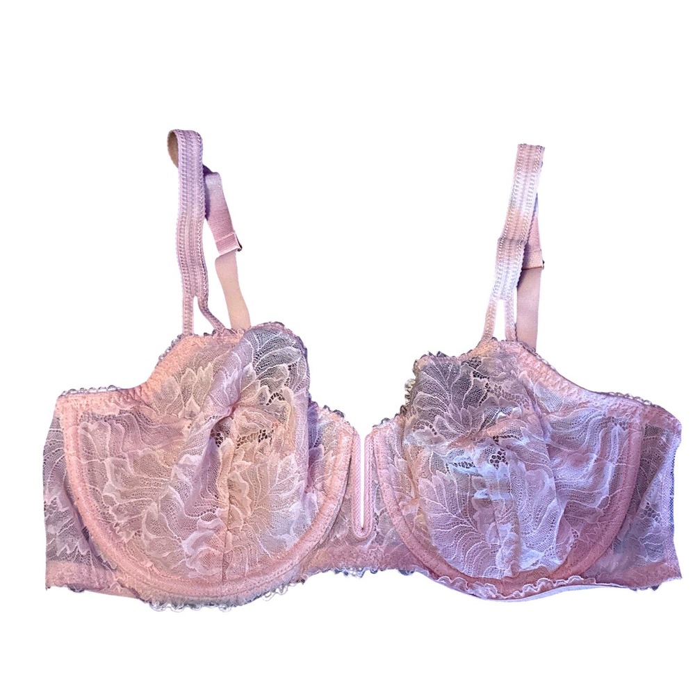 NEW Auden Pink Lace Full Figure Unlined Balconette Underwire Bra, 40D